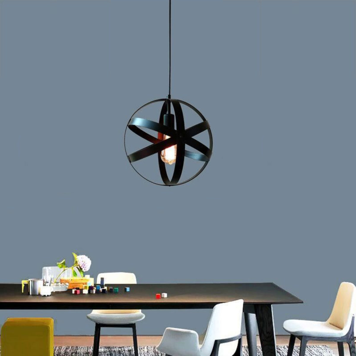 1 Light Black Single Pendant-5201BLK-1L-W