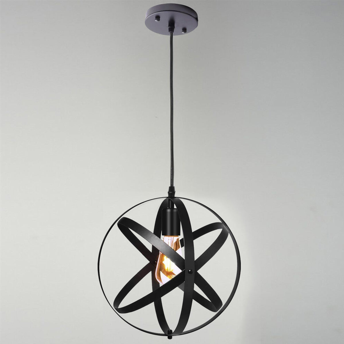 1 Light Black Single Pendant-5201BLK-1L-W