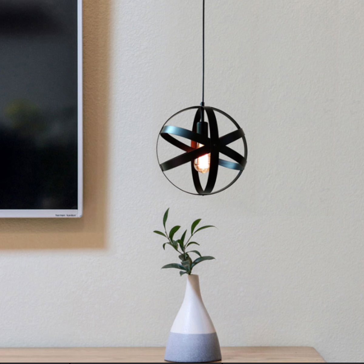 1 Light Black Single Pendant-5201BLK-1L-W