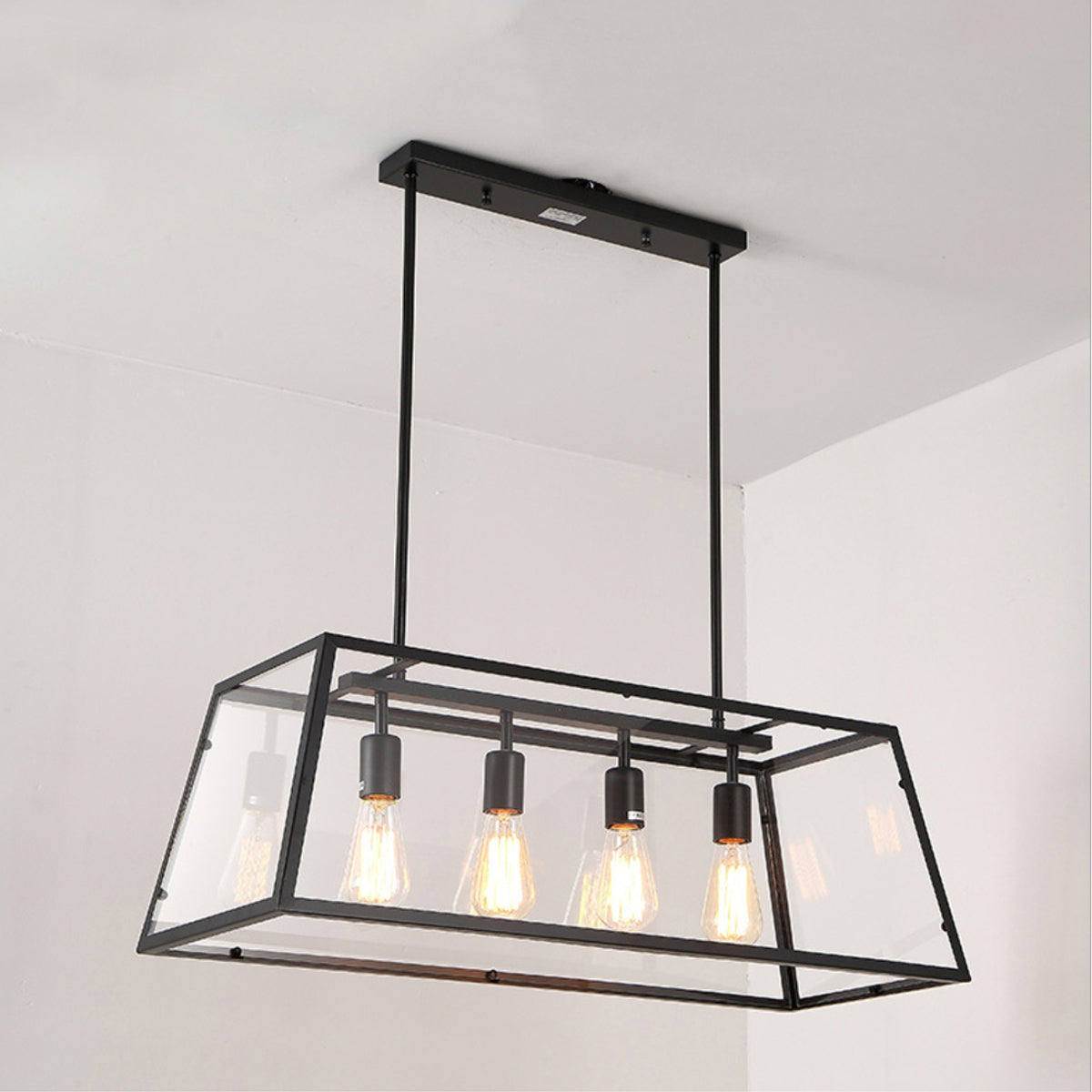 Modern 4 Light Kitchen Island Linear Pendant-5203BLK-4L-W