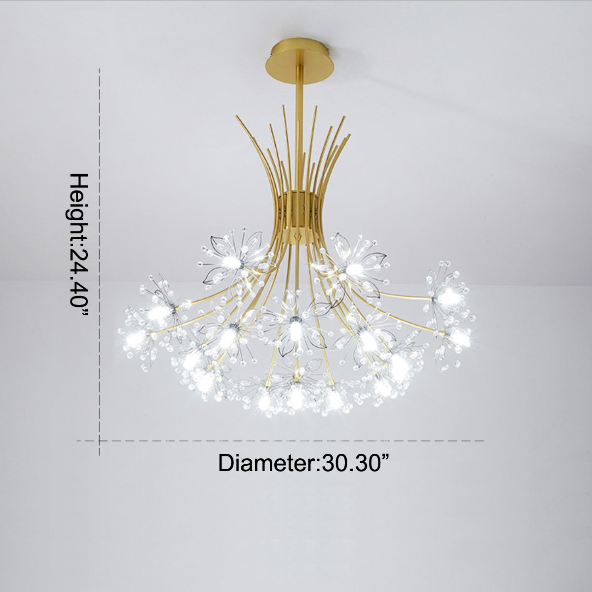 Phillip Light Gold & Crystal Starburst Chandelier-5204G-19L-W