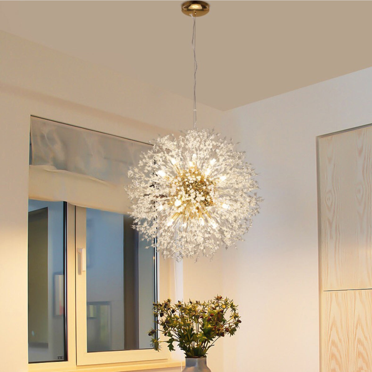 Luxury Light Gold & Crystal Firework Chandelier-5205G-16L-W