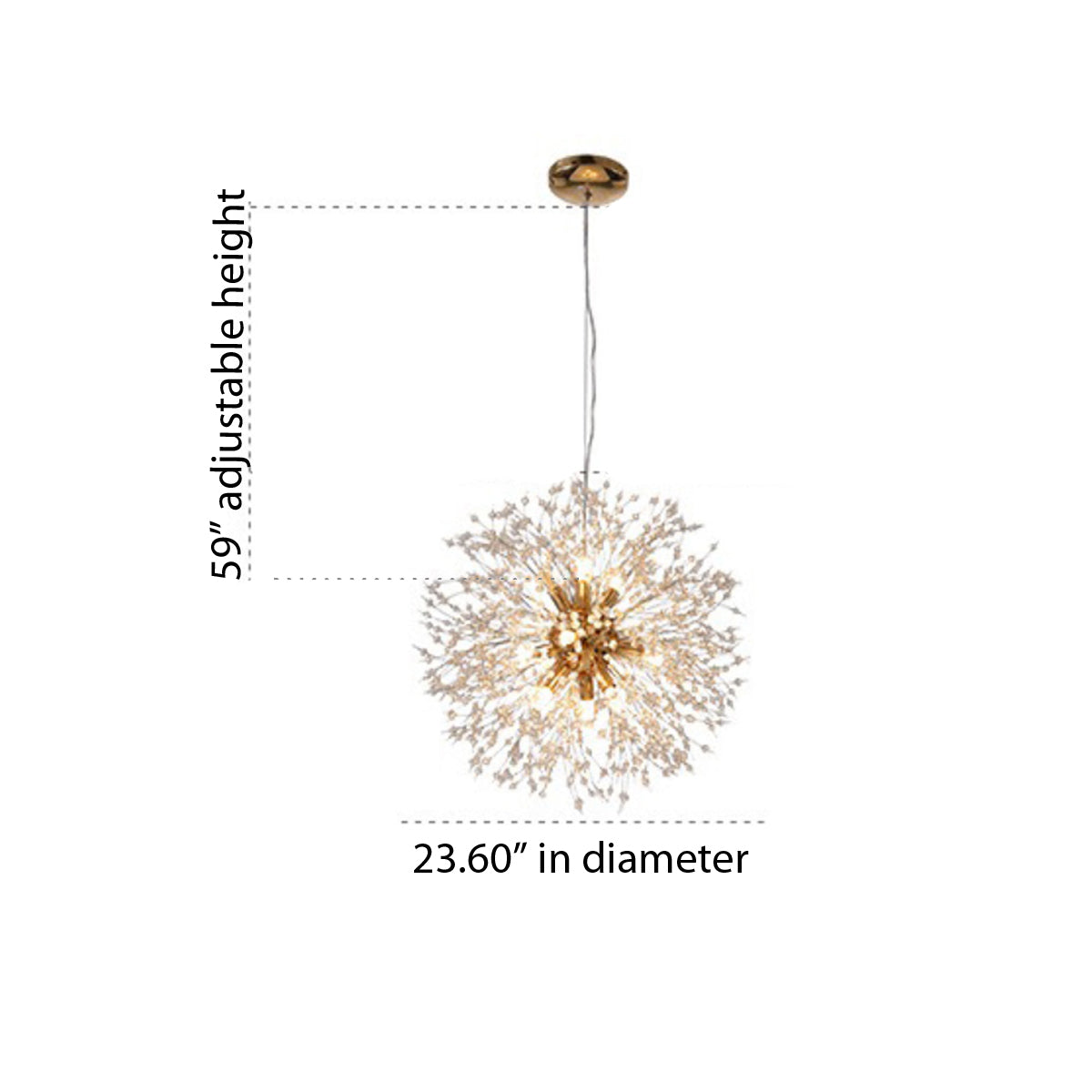 Luxury Light Gold & Crystal Firework Chandelier-5205G-16L-W