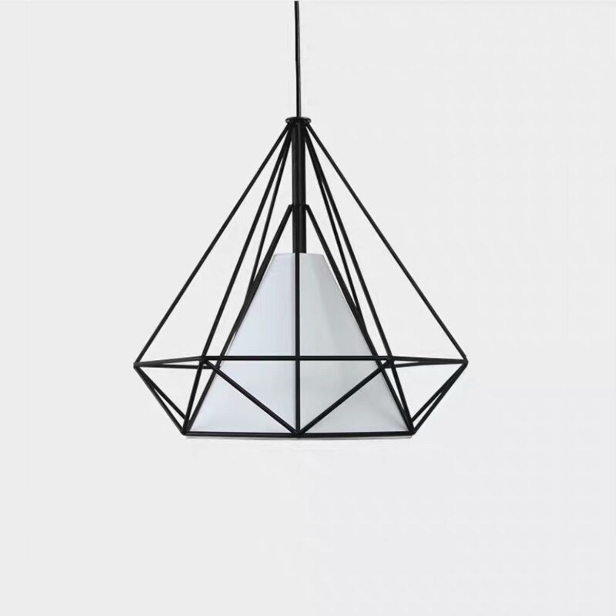 3 - Light Caged Geometric Pendant-5206BLK-3L-W