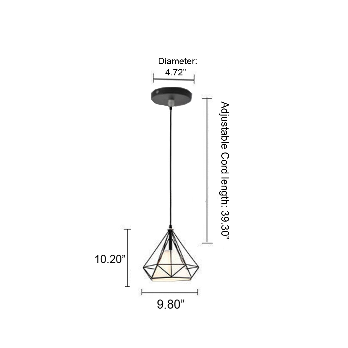 Single Light Caged Geometric Pendant-5207BLK-1L-W