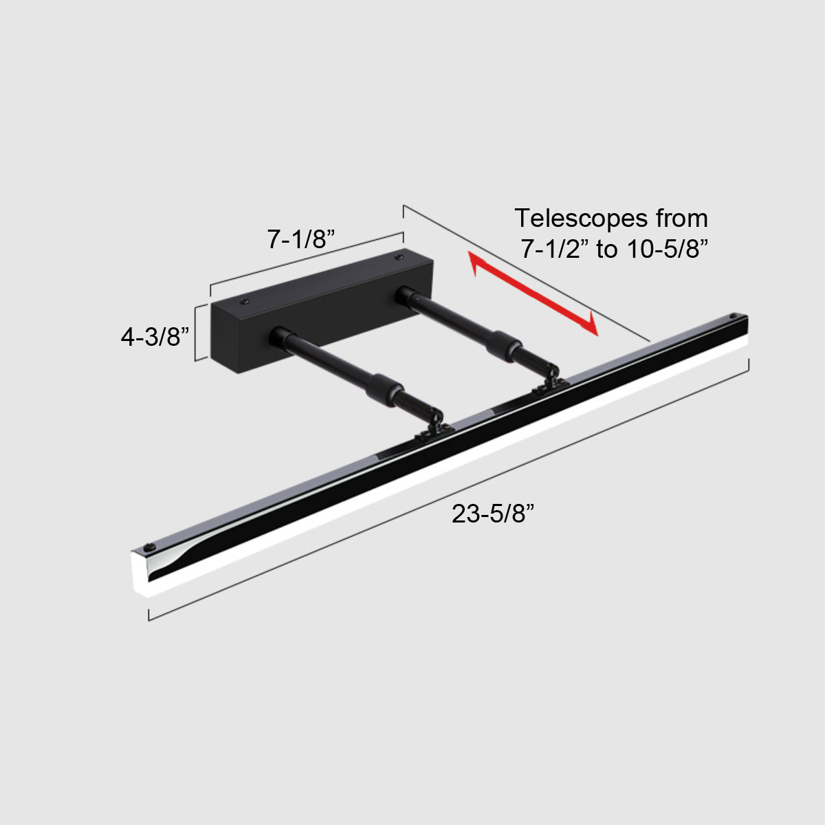 Modern LED Vanity Light in Black-5208BLK-W