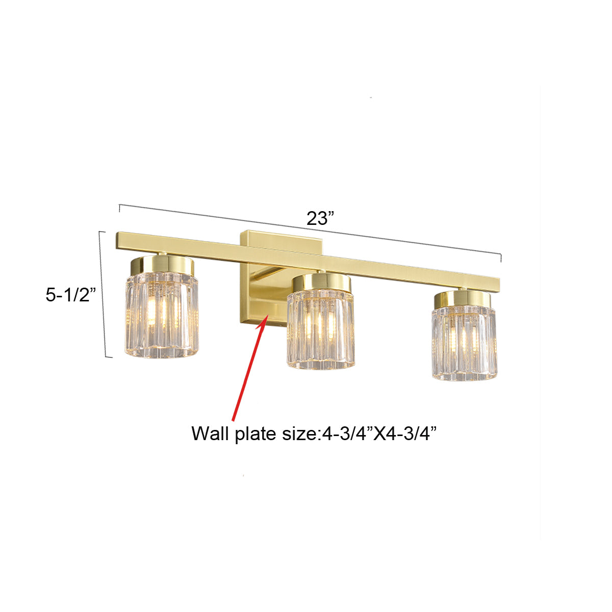 Luxury 3 Light Gold Vanity Light-5209G-W