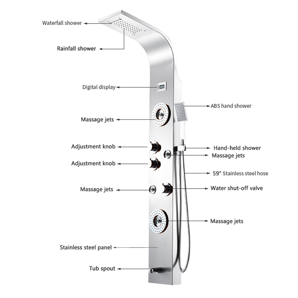 59'' Shower Panel with Dual Shower Head in Rose gold-7511RG