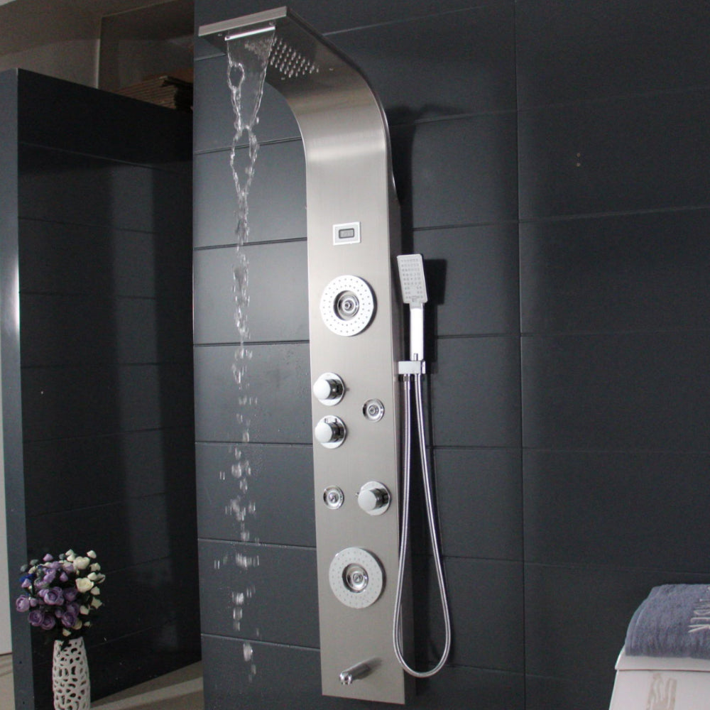 59'' Shower Panel with Dual Shower Head in Black-7511BLK