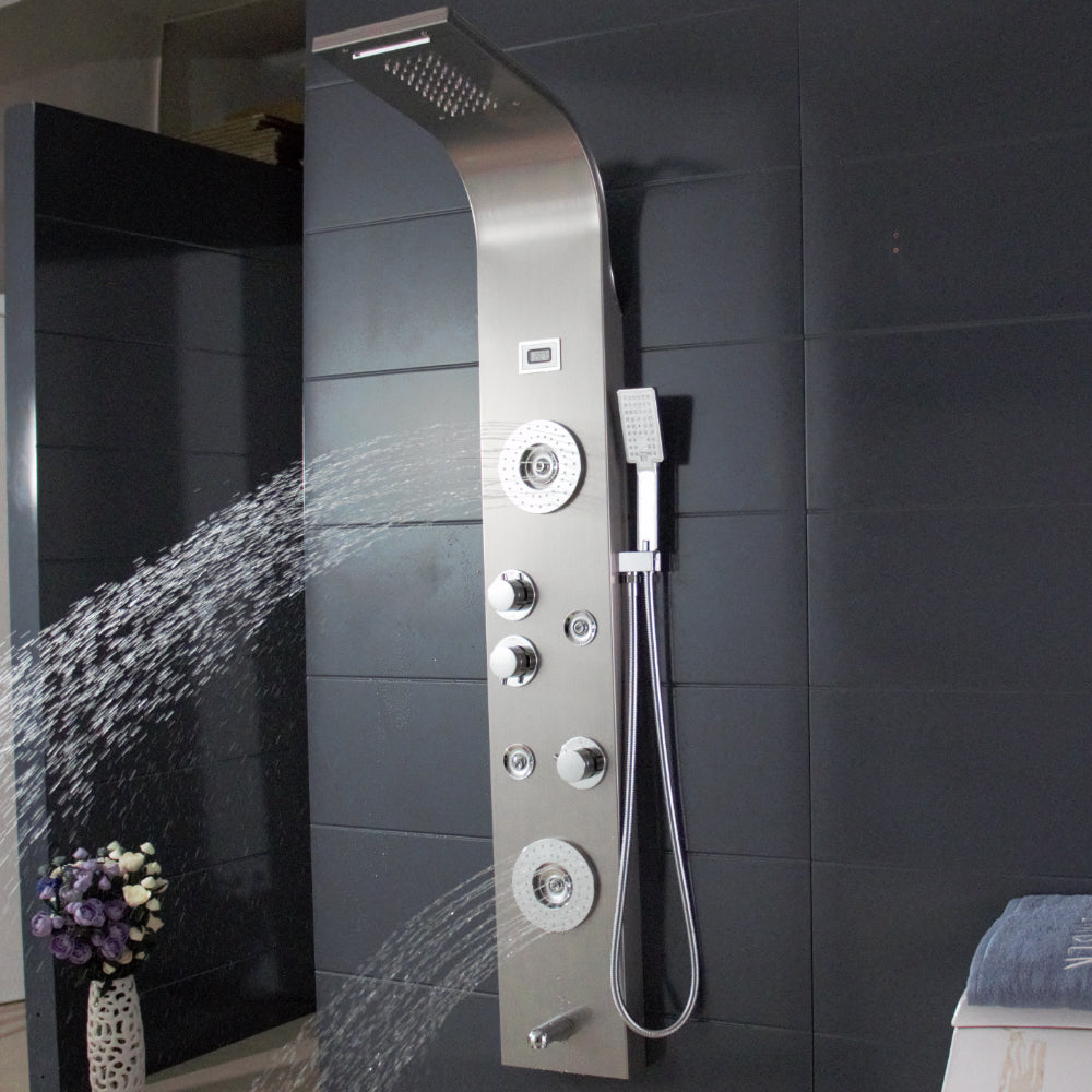 59'' Shower Panel with Dual Shower Head in Black-7511BLK