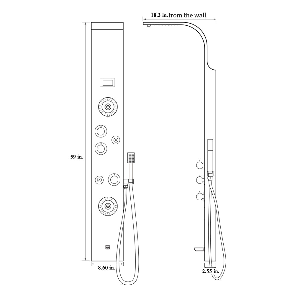 59'' Shower Panel with Dual Shower Head in Rose gold-7511RG