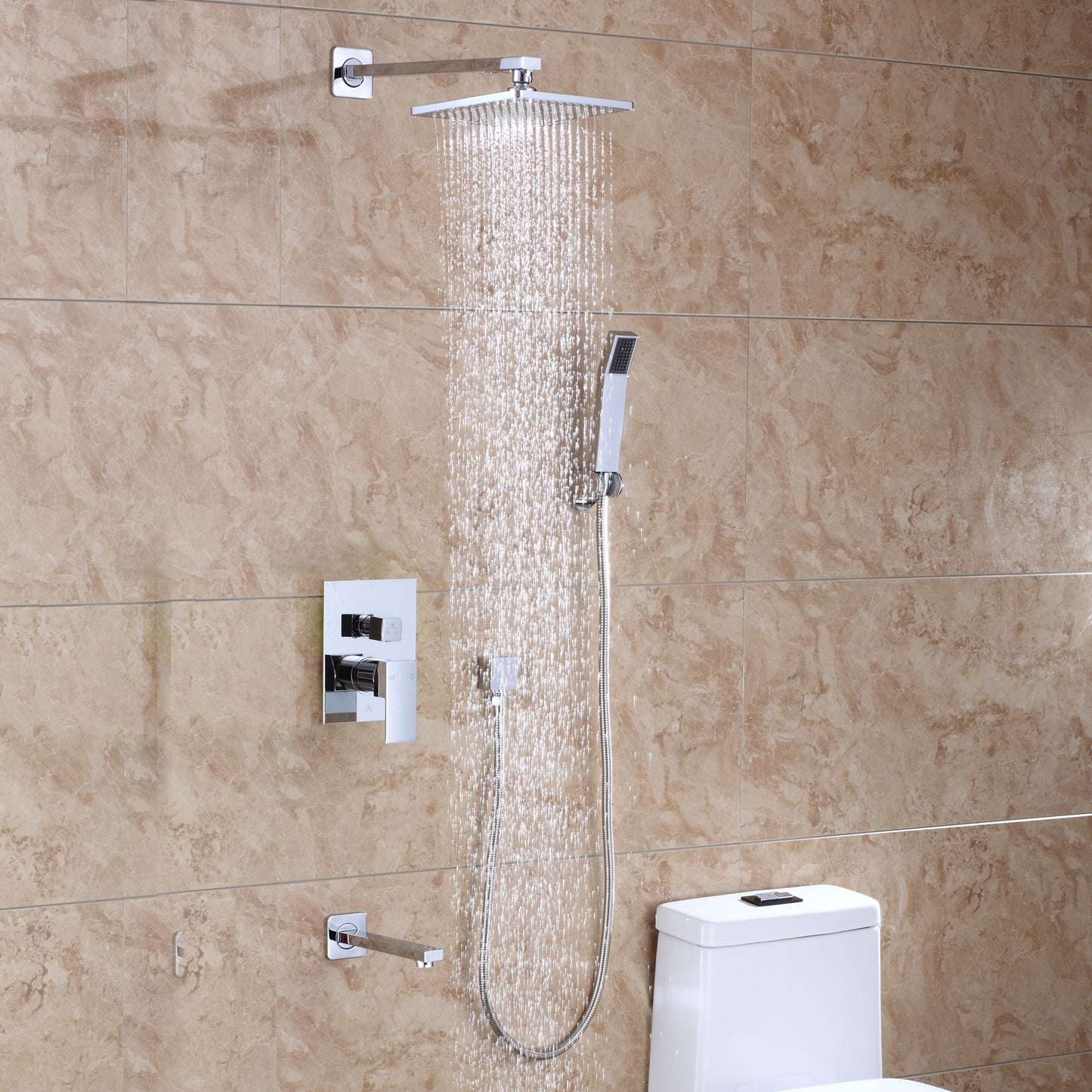 Tub & Shower Faucet with Rough in-Valve in Black-7611BLK