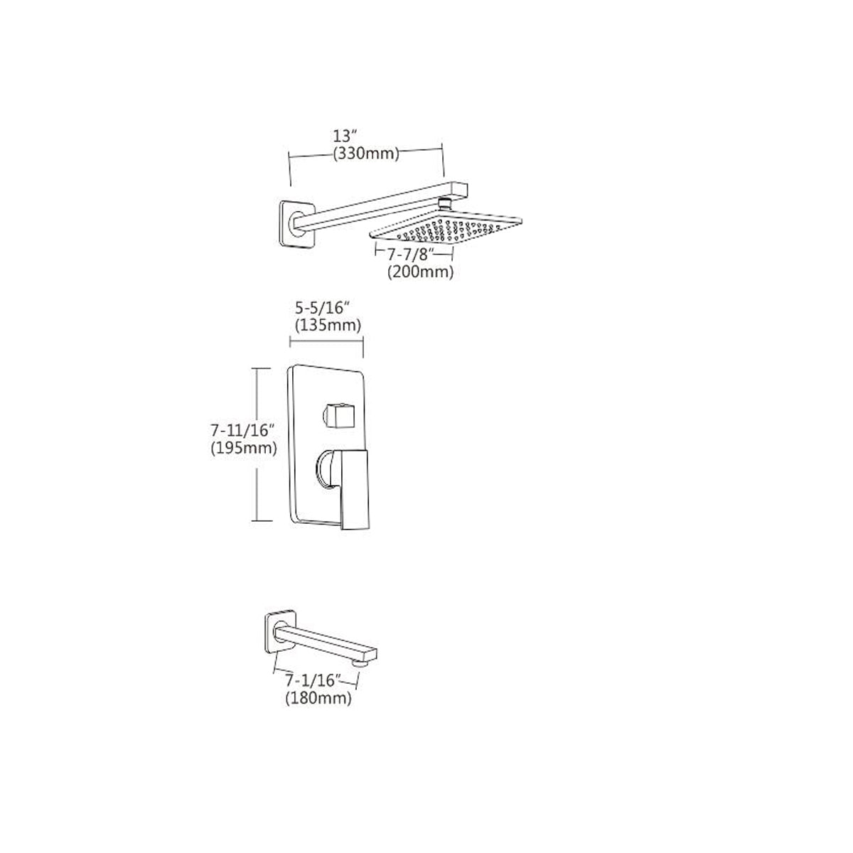 Shower Faucet with Rough in-Valve in Brushed Nickel-7613BN