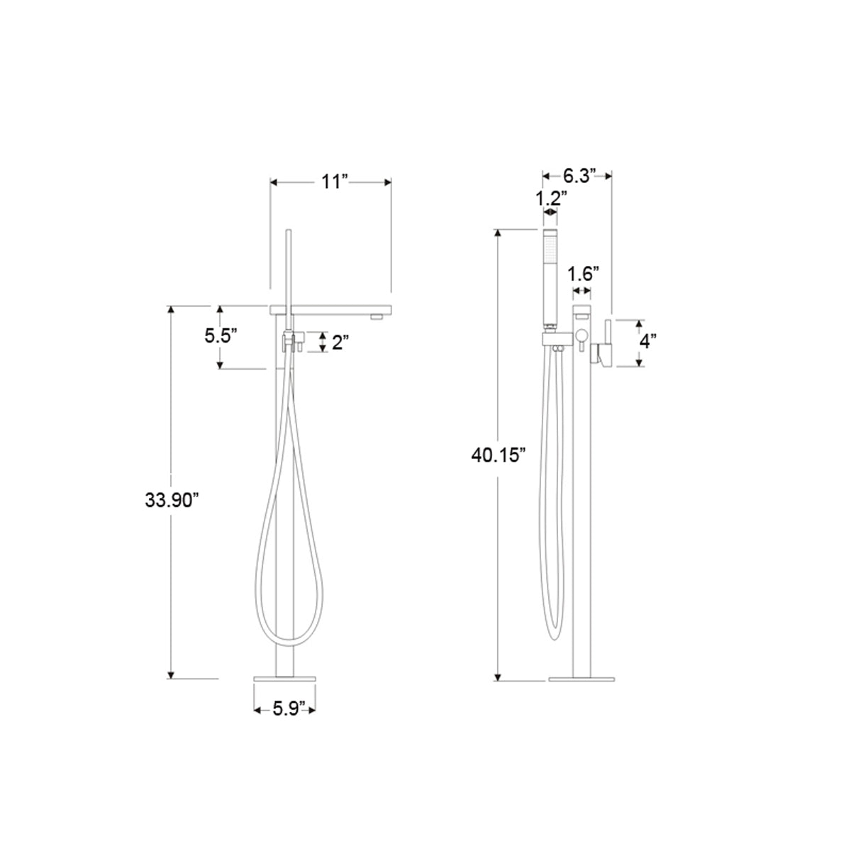 Freestanding Bathtub Faucet in Chrome-7614C