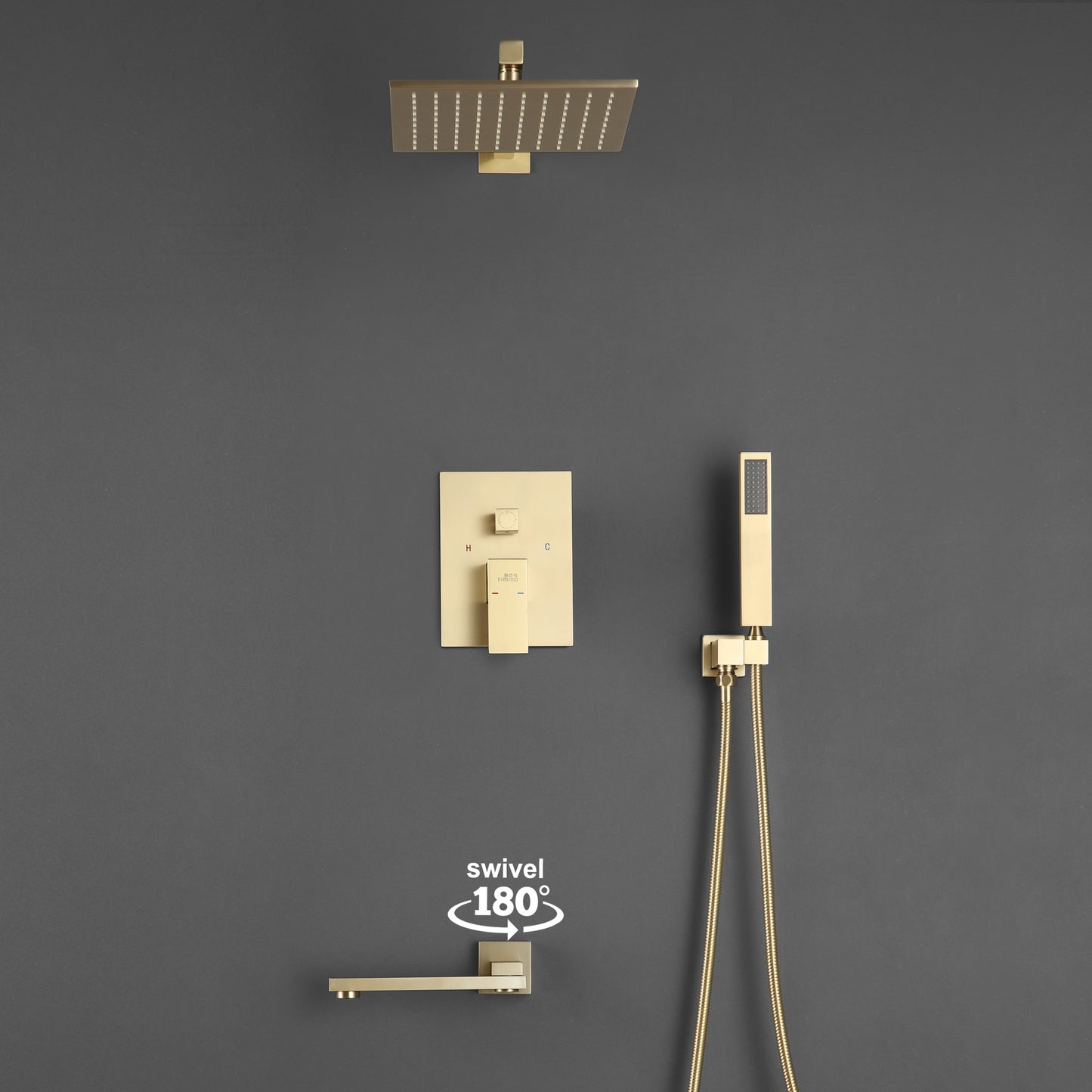 Complete Shower System with Rough in-Valve in Gold-7615G
