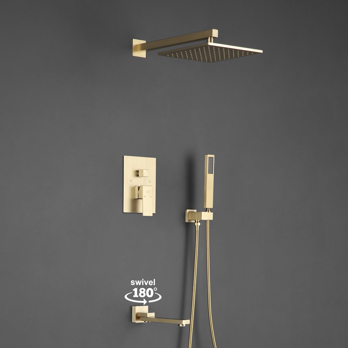 Complete Shower System with Rough in-Valve in Gold-7615G