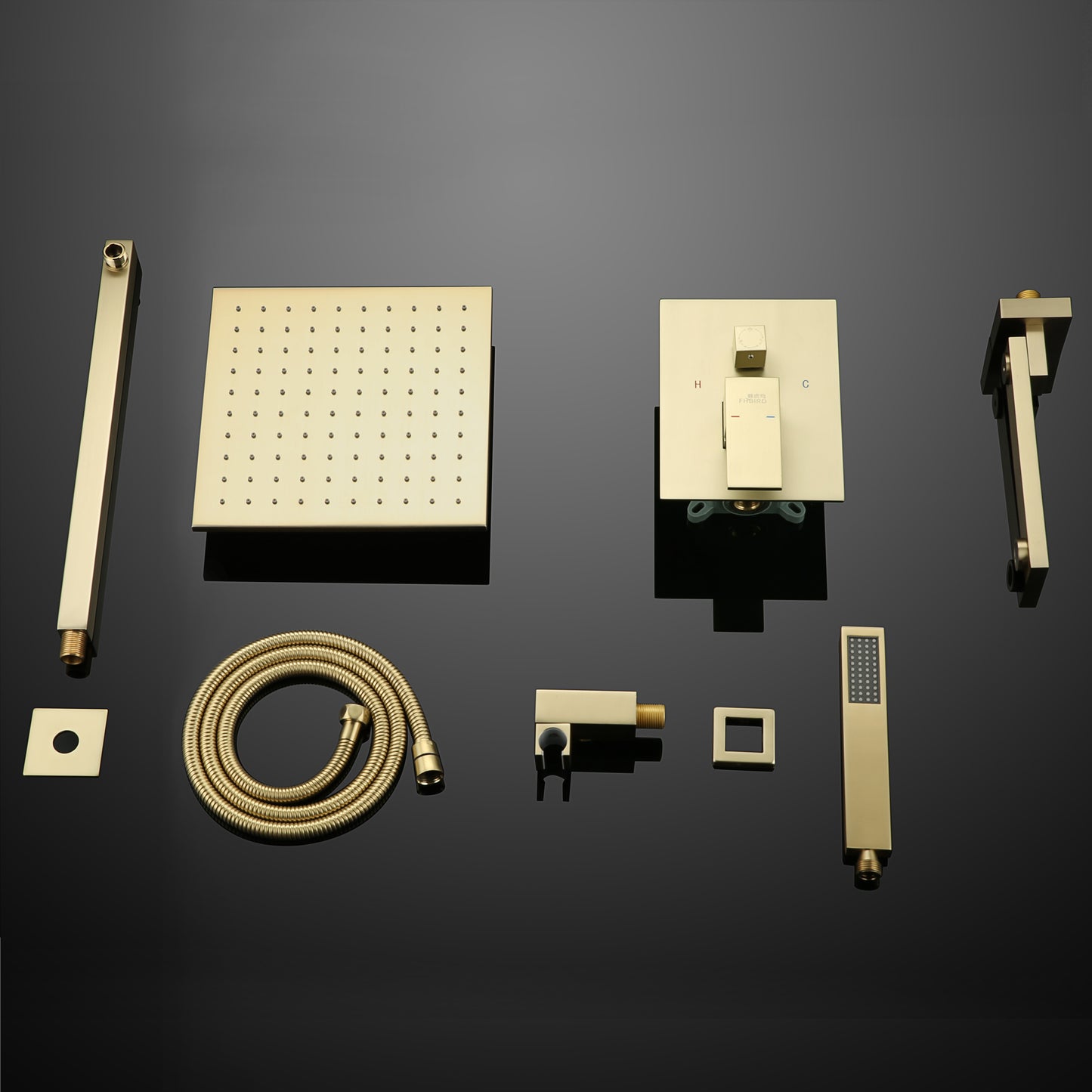 Complete Shower System with Rough in-Valve in Gold-7615G