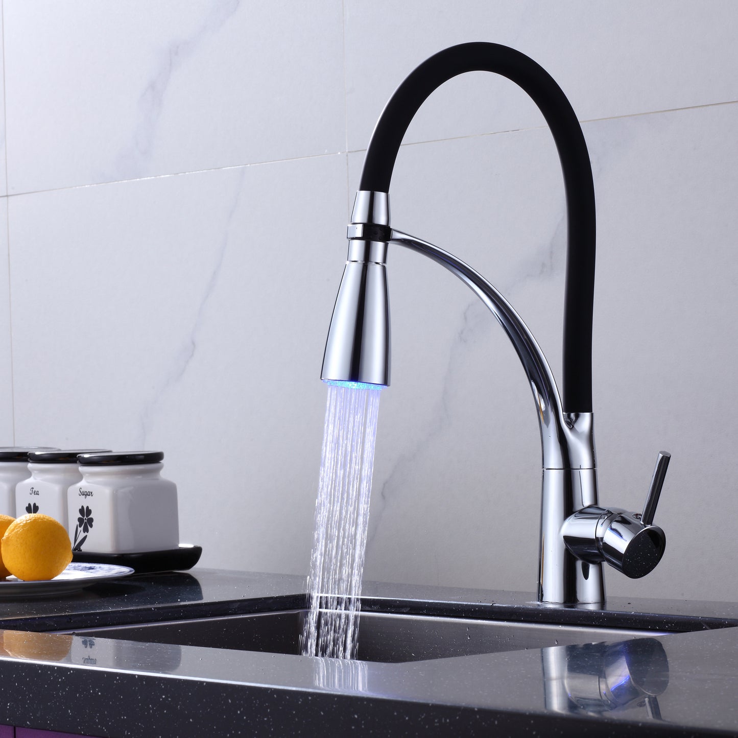 New Mojo LED Pull Down Kitchen Faucet-K304C/BLK-LED