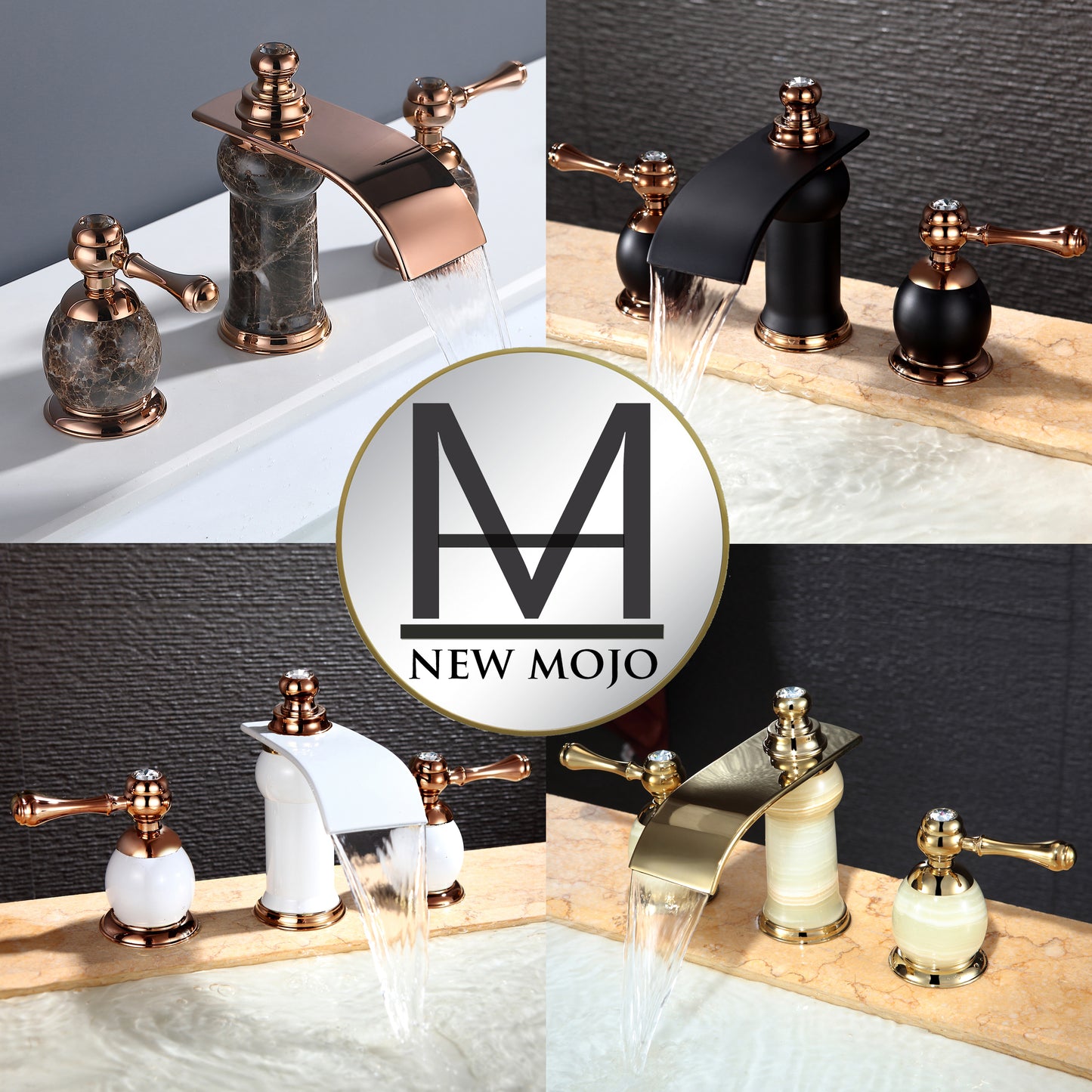 3 Hole Widespread Bathroom Faucet in Dark Bronze/Rose Gold-M113