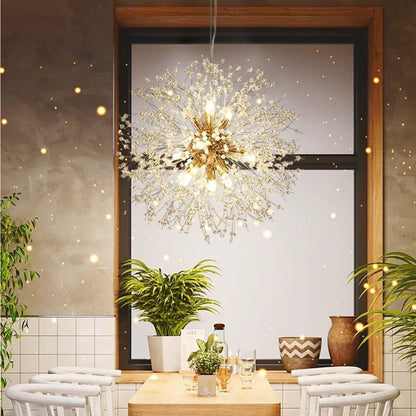 Luxury Light Gold & Crystal Firework Chandelier-5205G-16L-W