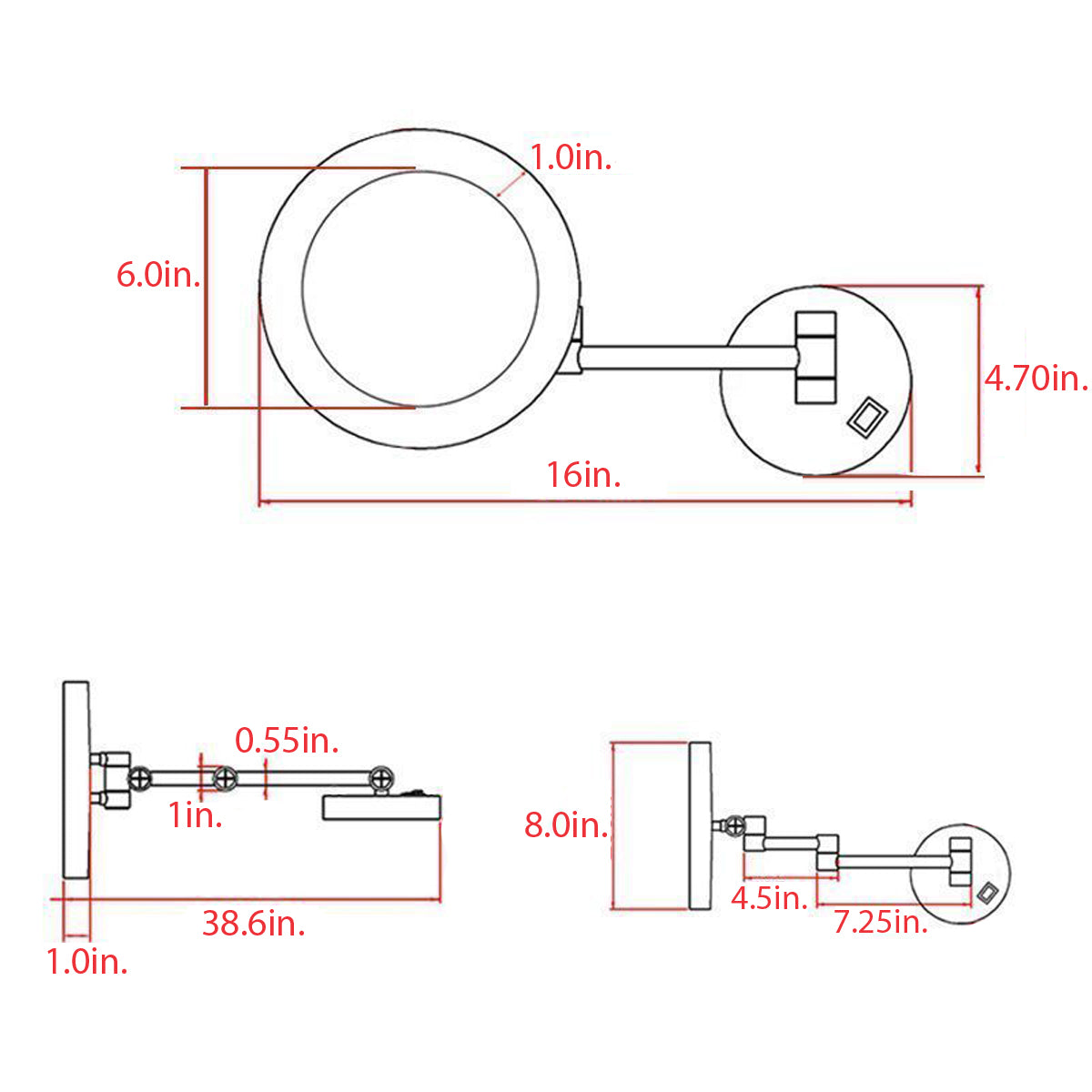 Plug in Round LED Wall Mirror-6206-LED