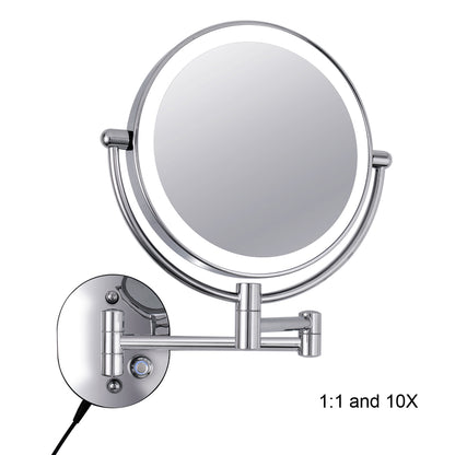 Plug-in Double Sided Magnification Round LED Metal Wall Mirror 6208-LED