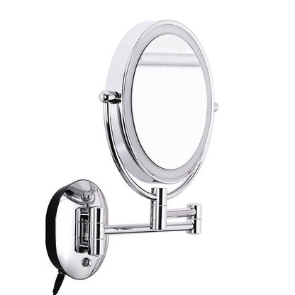 Plug-in Double Sided Magnification Round LED Metal Wall Mirror 6208-LED