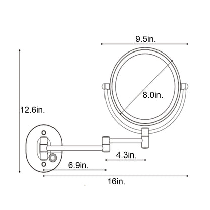 Plug-in Double Sided Magnification Round LED Metal Wall Mirror 6208-LED