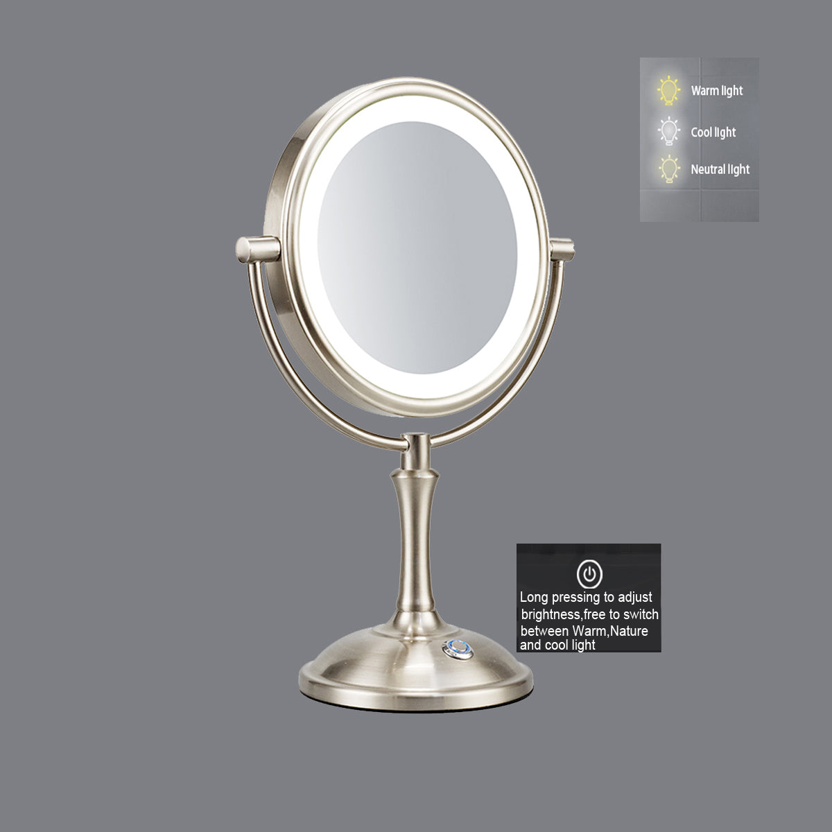 Round LED Metal Floor Make Up Mirror 6209-LED10X