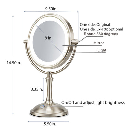 Round LED Metal Floor Make Up Mirror 6209-LED10X