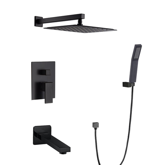 Tub & Shower Faucet with Rough in-Valve in Black-7611BLK