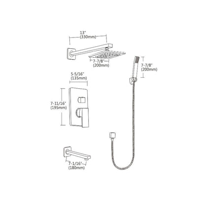 Tub & Shower Faucet with Rough in-Valve in Brushed nickel-7611BN