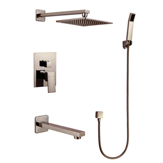 Tub & Shower Faucet with Rough in-Valve in Brushed nickel-7611BN