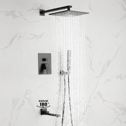 Complete Shower System with Rough in-Valve in Black-7615BLK