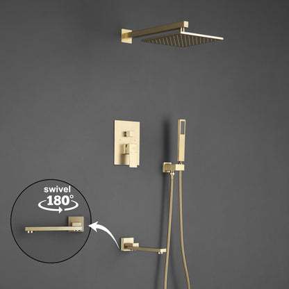 Complete Shower System with Rough in-Valve in Gold-7615G