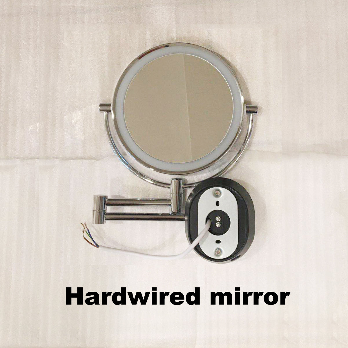Hardwired Double Sided Magnification Round LED Metal Wall Mirror in Chrome-HW6208C-LED