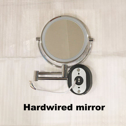 Hardwired Double Sided Magnification Round LED Metal Wall Mirror in Chrome-HW6208C-LED