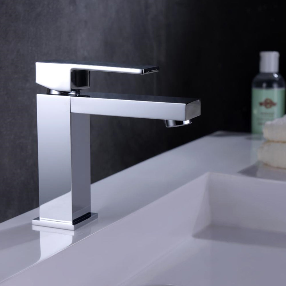 Modern Single Hole Single-Handle Bathroom Faucet in Chrome M107C