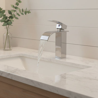 Chrome Bathroom Faucet – Single Hole Waterfall Single Handle Vanity Sink Faucet