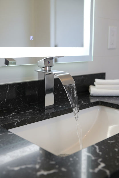 Chrome Bathroom Faucet – Single Hole Waterfall Single Handle Vanity Sink Faucet