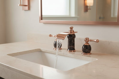 8 Inch Widespread Bathroom Faucet Marble Rose Gold – Contemporary Luxury Vanity Sink Faucet