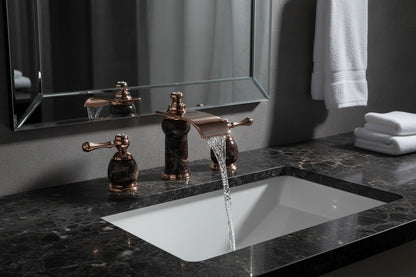 8 Inch Widespread Bathroom Faucet Marble Rose Gold – Contemporary Luxury Vanity Sink Faucet