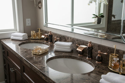 8 Inch Widespread Bathroom Faucet Marble Rose Gold – Contemporary Luxury Vanity Sink Faucet