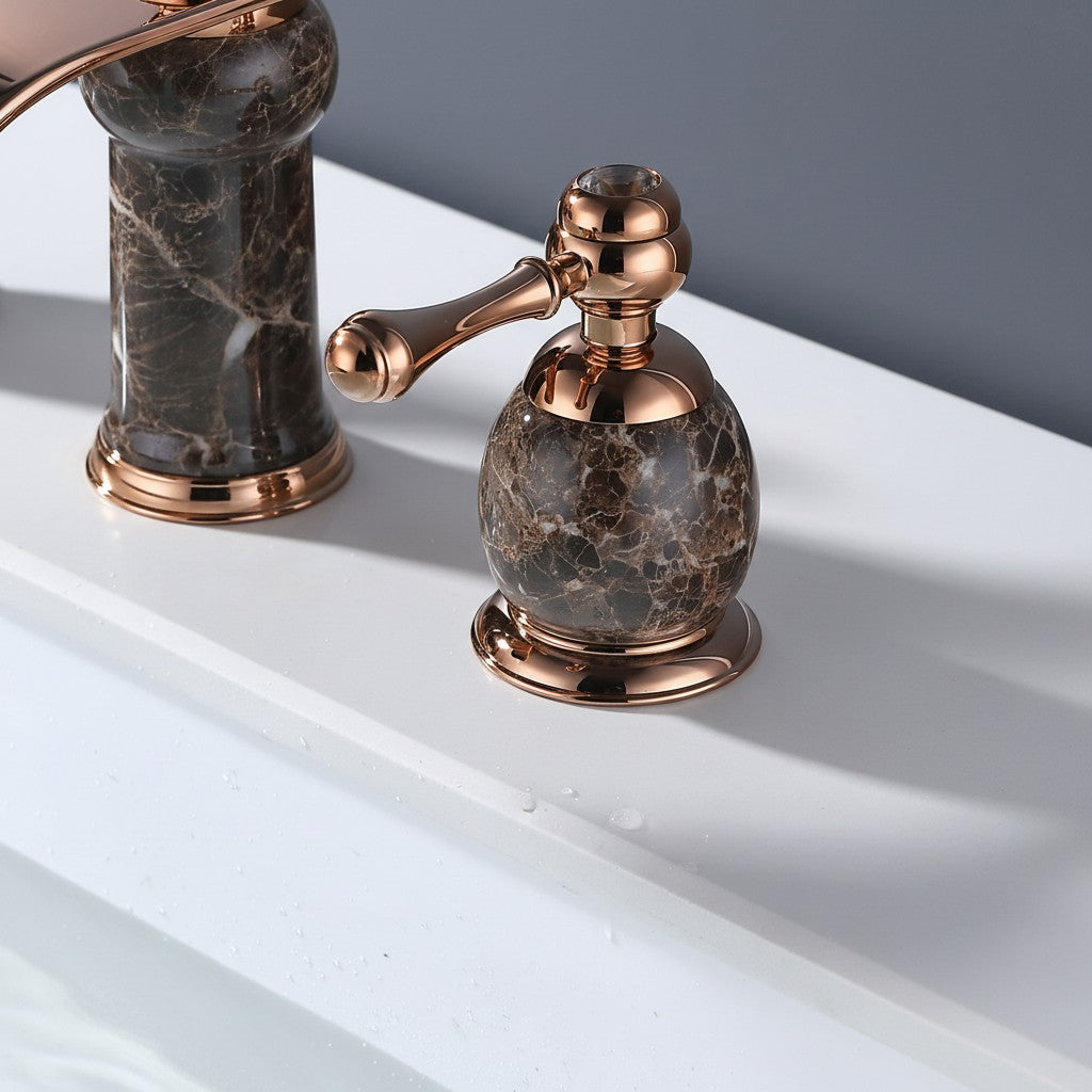 8 Inch Widespread Bathroom Faucet Marble Rose Gold – Contemporary Luxury Vanity Sink Faucet