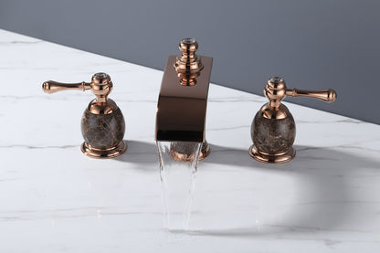 8 Inch Widespread Bathroom Faucet Marble Rose Gold – Contemporary Luxury Vanity Sink Faucet