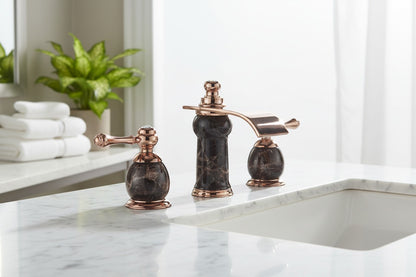 8 Inch Widespread Bathroom Faucet Marble Rose Gold – Contemporary Luxury Vanity Sink Faucet