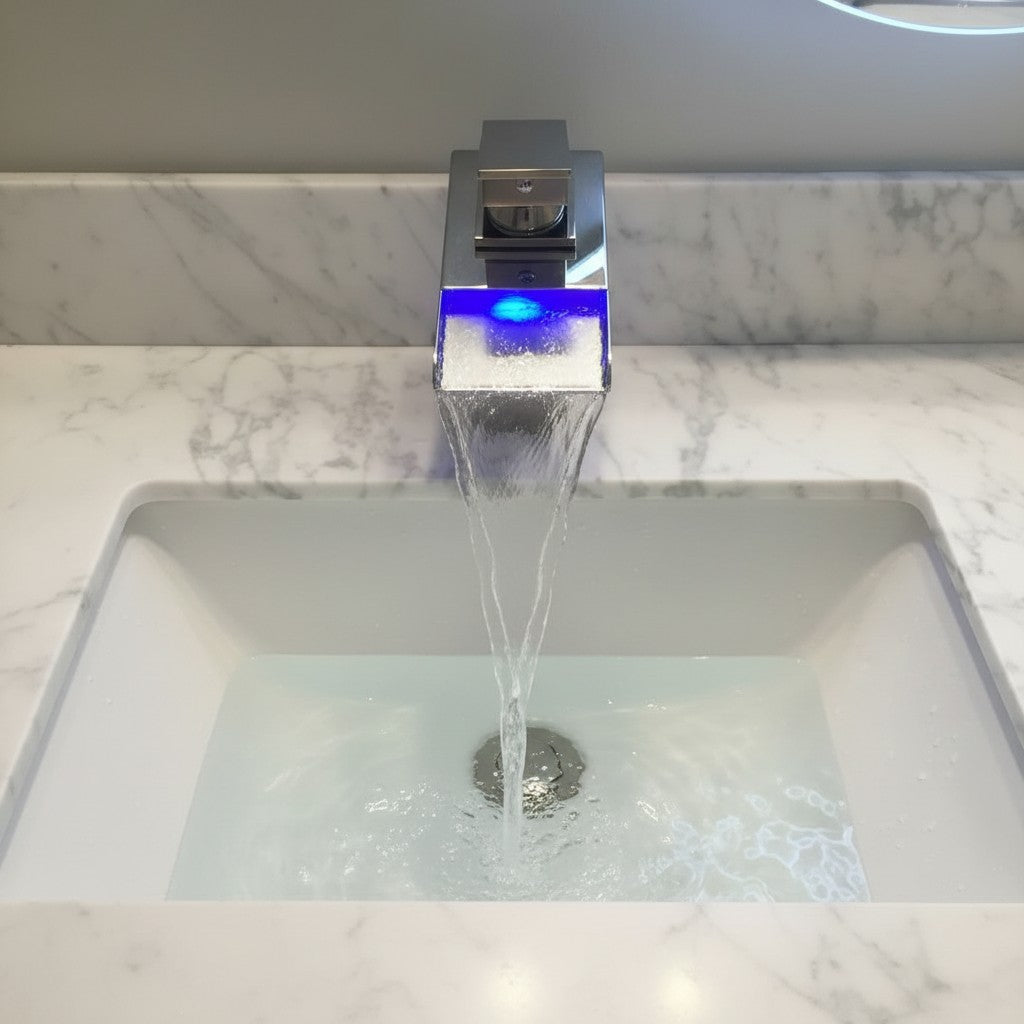 Guest Bath and Kids Bath LED Single Hole Bathroom Sink Faucet