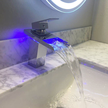 Modern LED Single Hole Bathroom Faucet in Brushed nickel-M119BN-LED