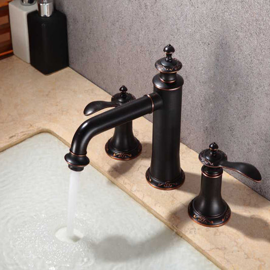 Artesian 3 Hole Oil Rubbed Bronze Widespread Bathroom Faucet-M125ORB