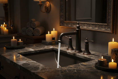 Oil Rubbed Bronze Widespread Bathroom Faucet 3 Hole – Classic Transitional Vanity Faucet (8 Inch Centers)